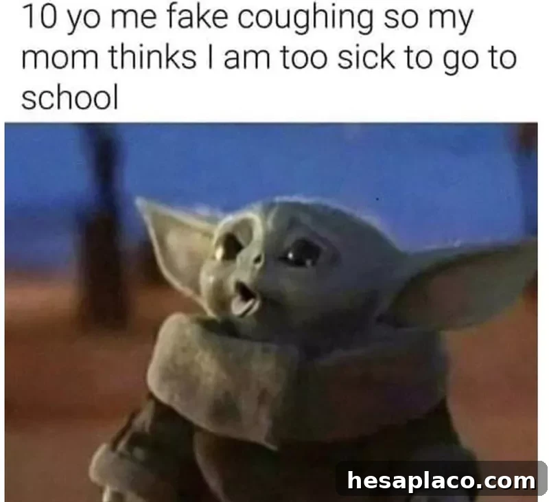 Baby Yoda faking sick