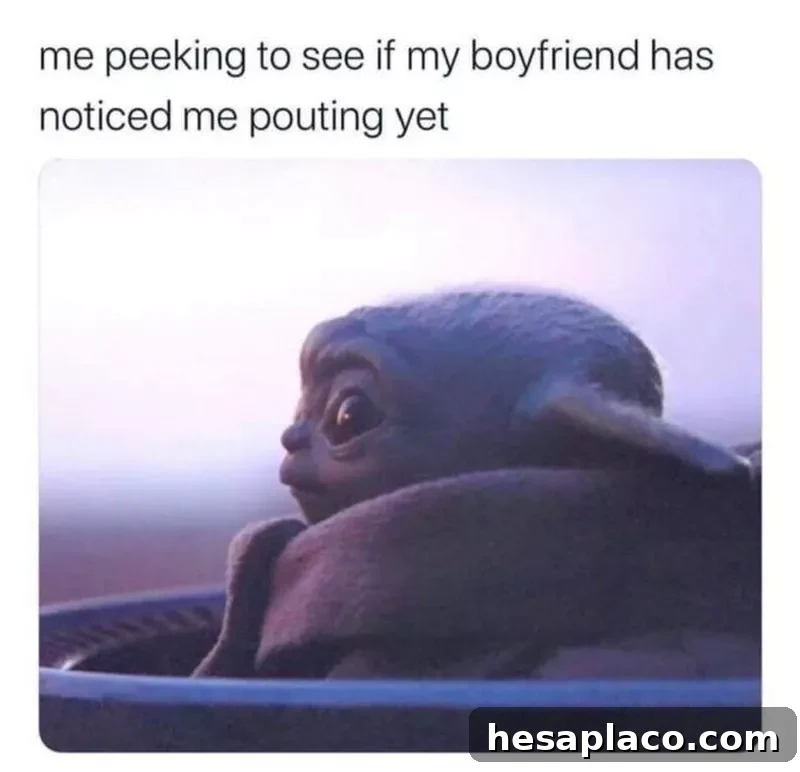 Baby Yoda pouting