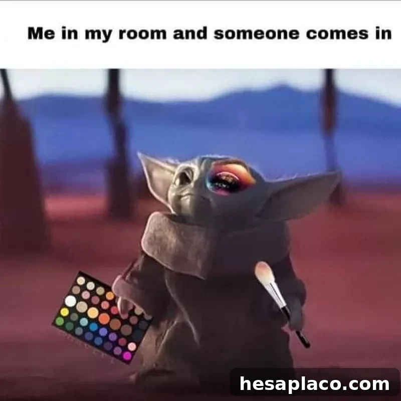 Baby Yoda makeup meme