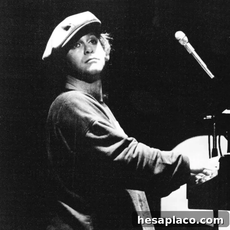 Elton John on the stage of the Theatre des Chams-Elysees in Paris, 1979