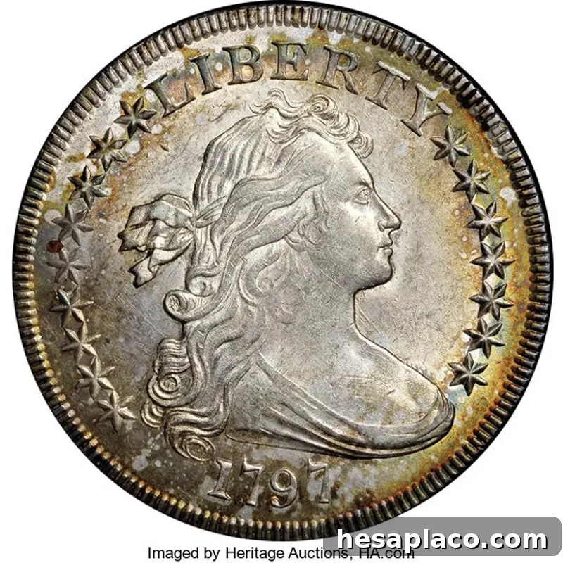 1797 Small Stars, Small Letters Silver Dollar