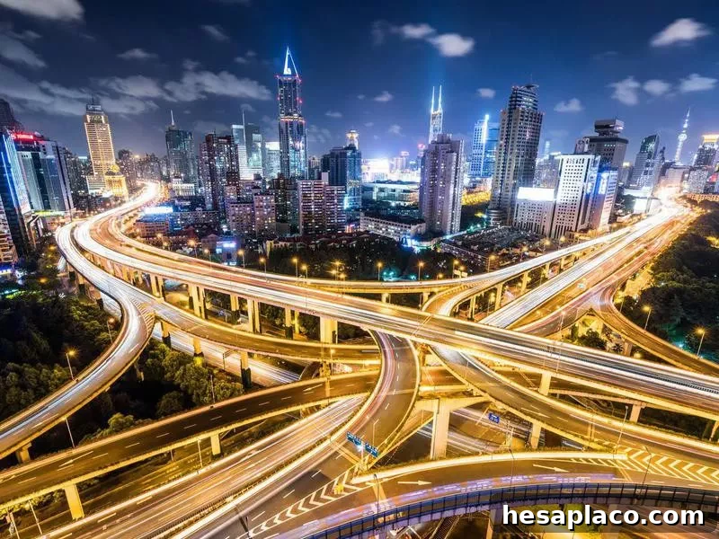 Shanghai, China, at night