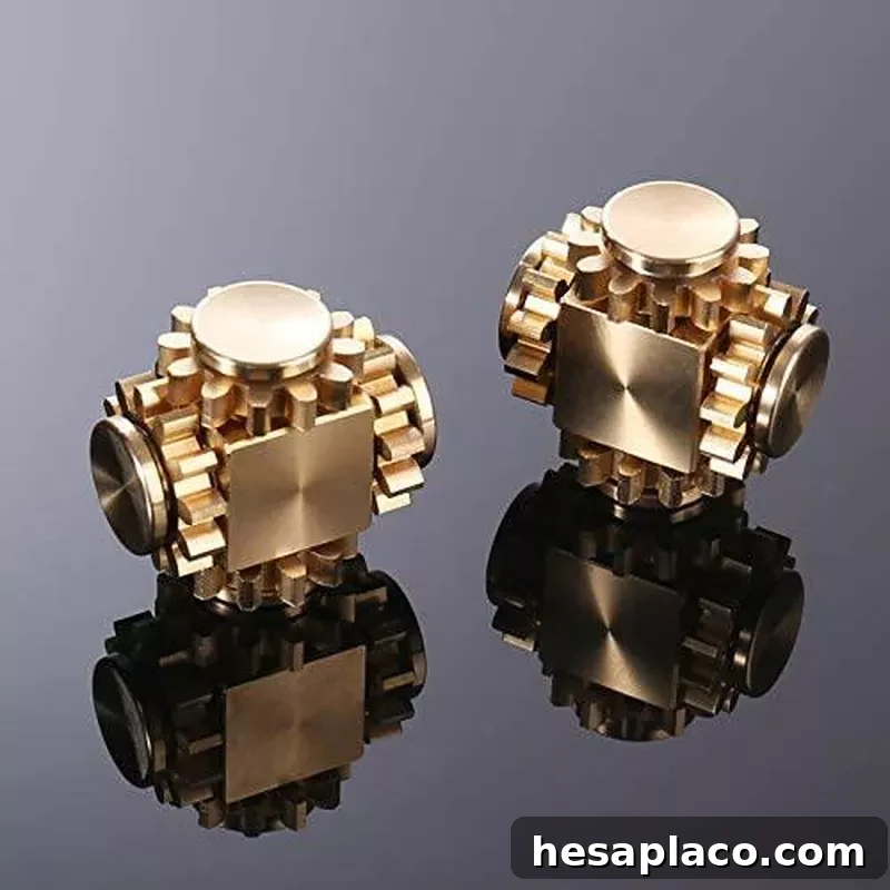 Papuka Pure Brass Cube Anti-Anxiety Fidget Spinner Toy for Adults