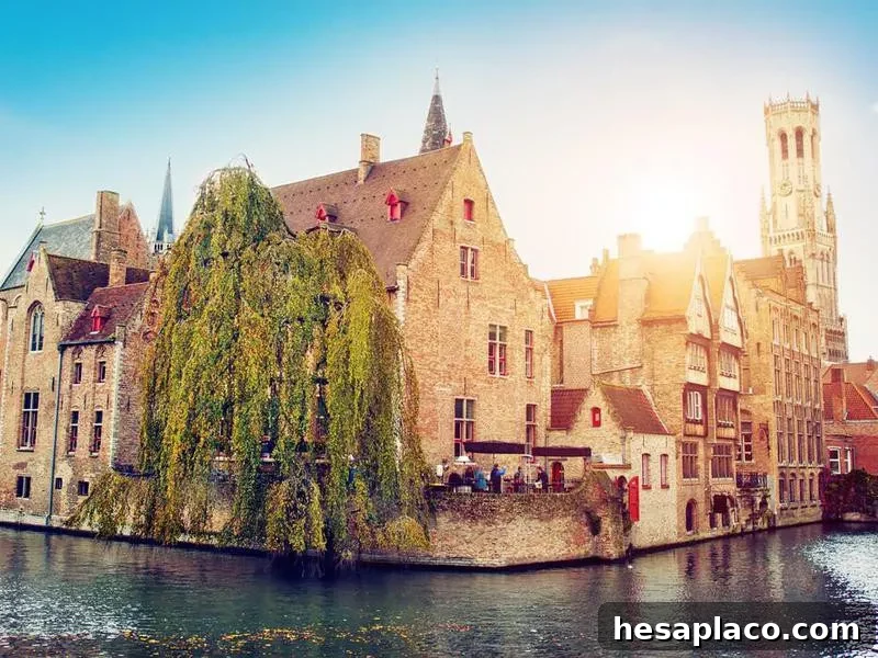 Waterfront buildings in Bruges, Belgium