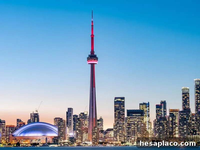 Toronto city skyline at night, Ontario, Canada
