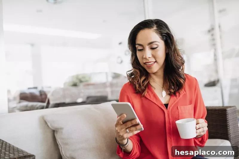 Woman working from home on her phone