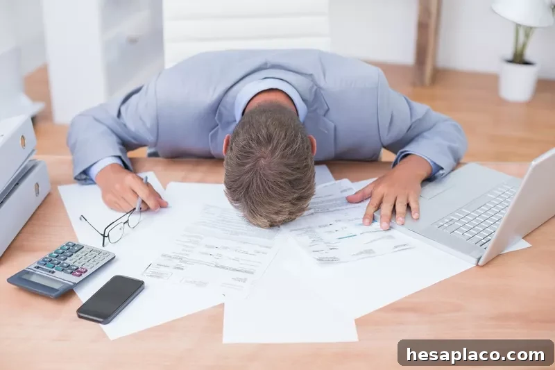 Businessman being depressed by accounting