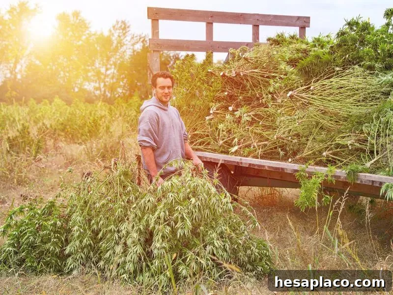 Harvesting marijuana plants