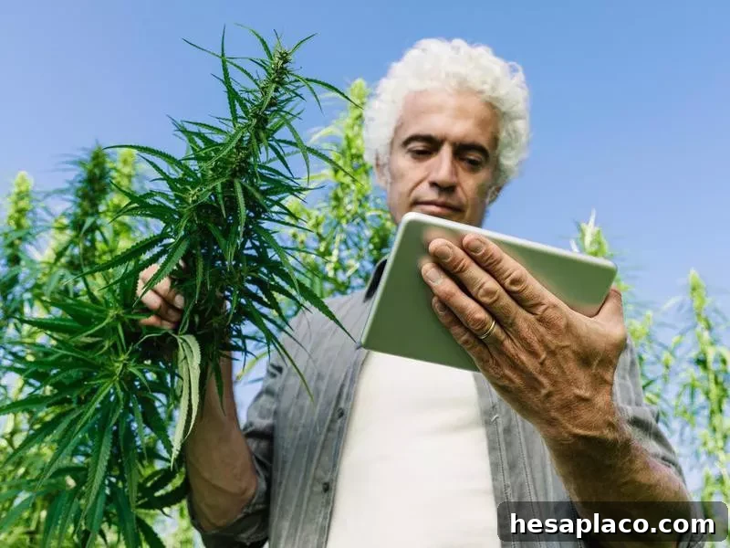 Farmer in a hemp field
