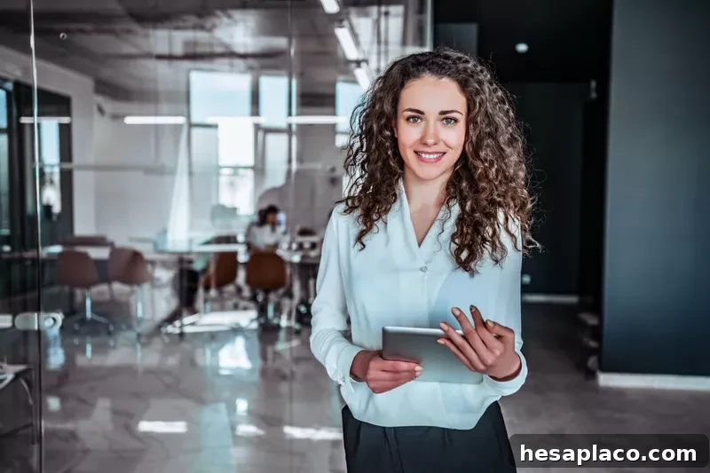 Modern business woman with tablet