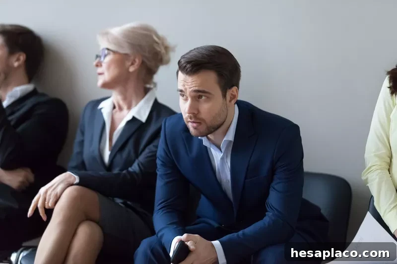 Nervous job applicant waiting for interview