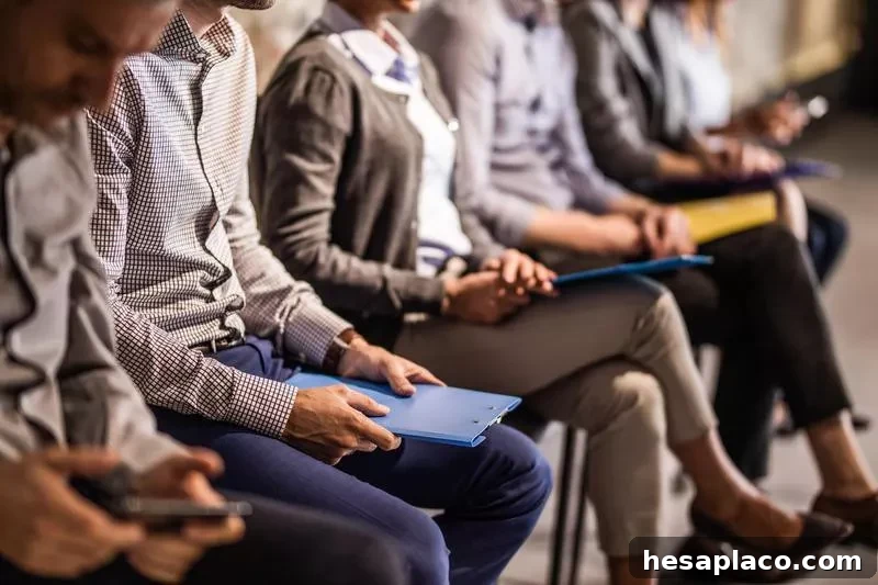 Group of job candidates waiting for interviews