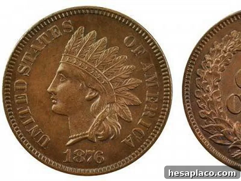 1876 Indian Head Penny