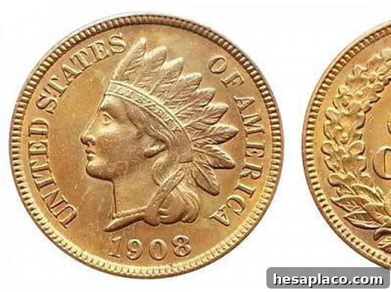 1908 S Indian Head Cent