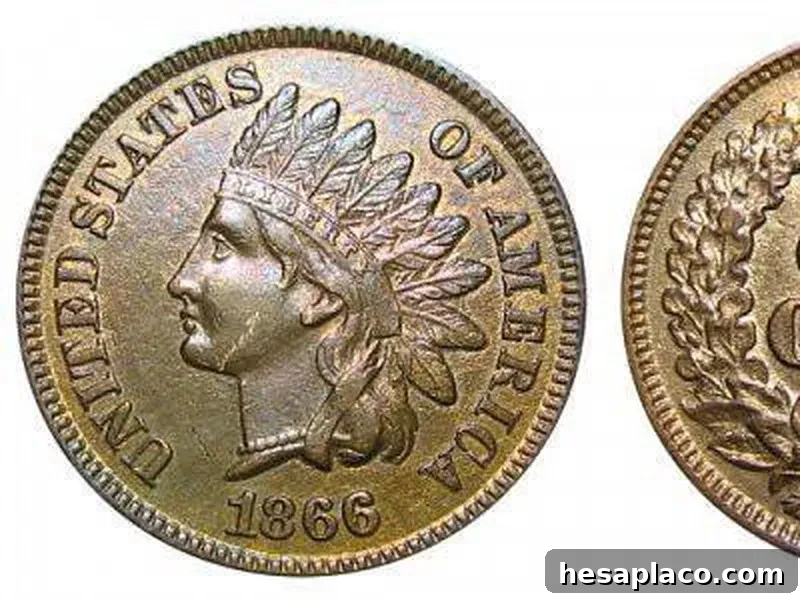 1866 Indian Head Cent is a valuable penny