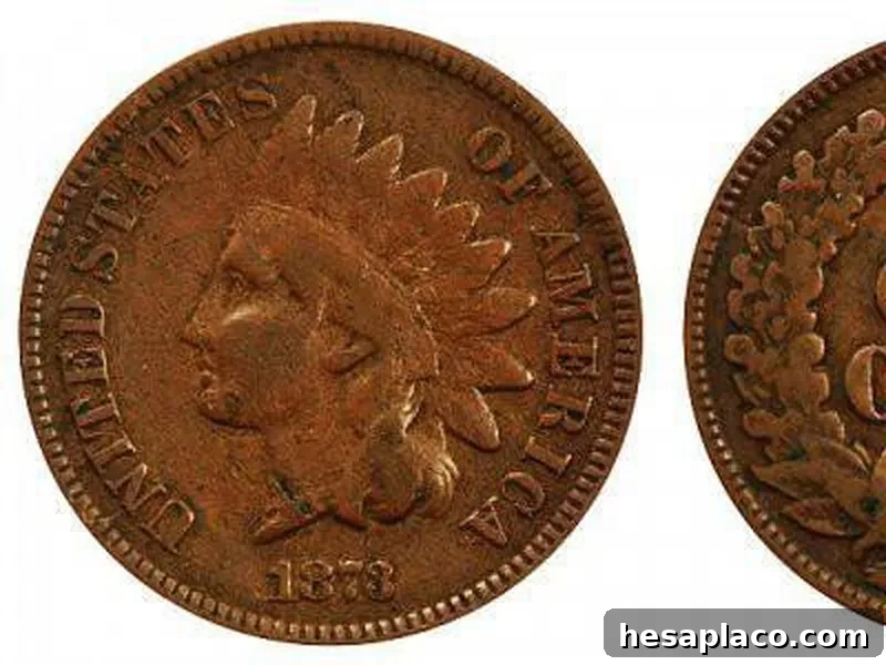 1873 Indian Head Cent (Closed 3) is a valuable penny