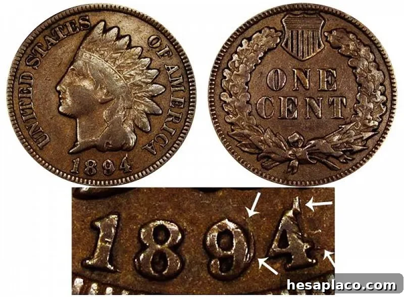 1894 Indian Head Cent (Double Date)