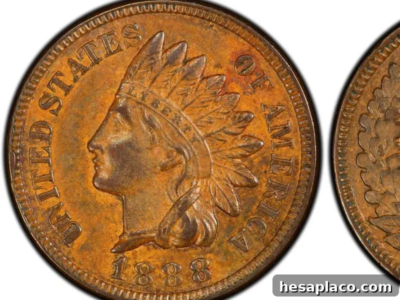 1888 Indian Head Cent (Last 8 Over 7)