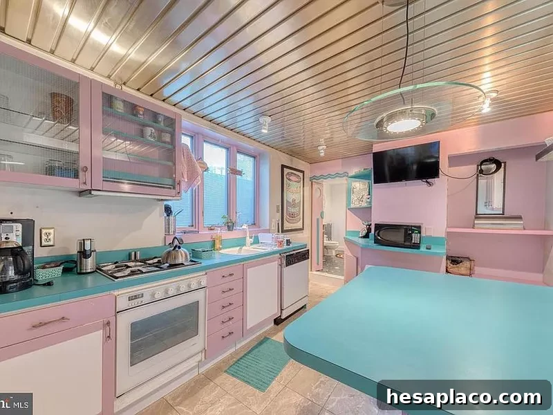 Pastel-colored kitchen