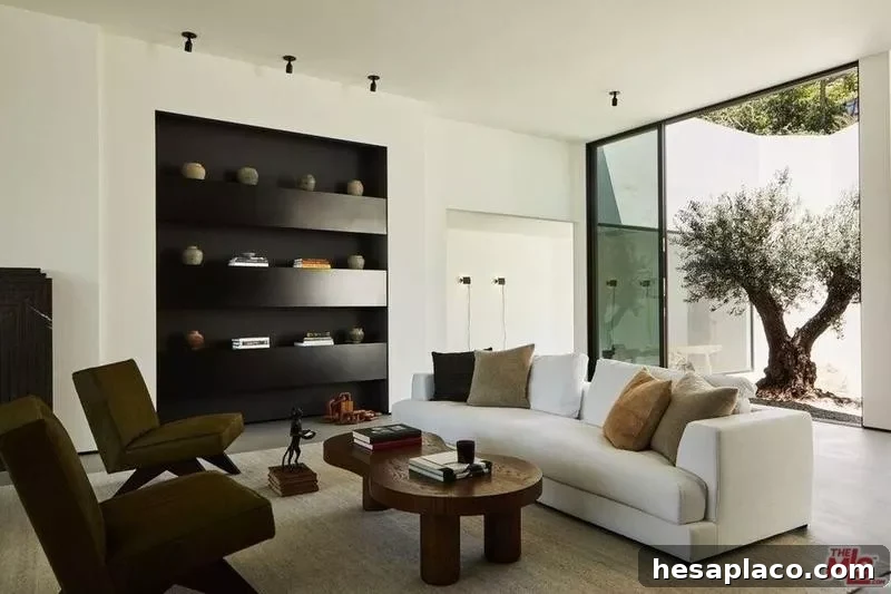 Living room with tree