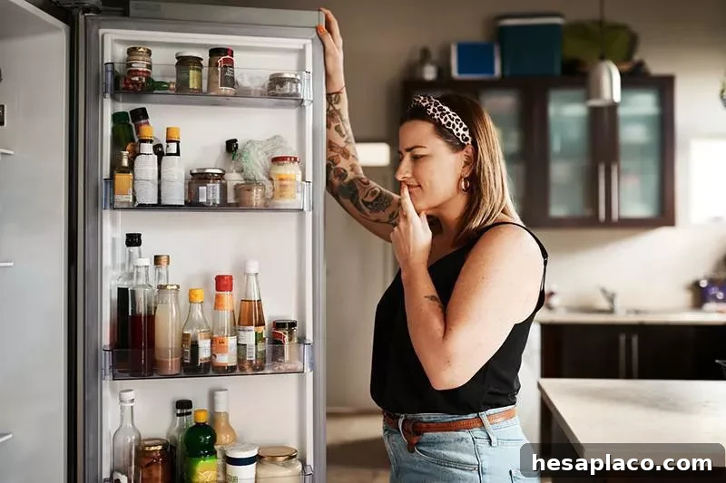 Checking the refrigerator