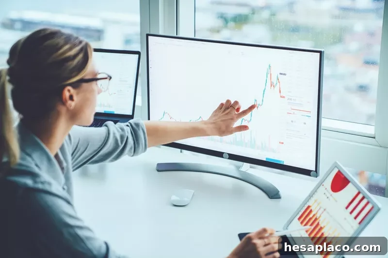 Woman analyzing data