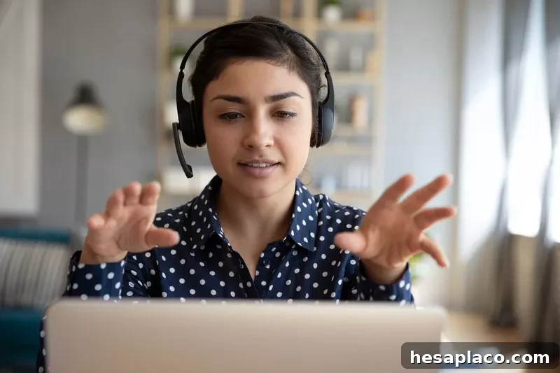 Working at home with a headset