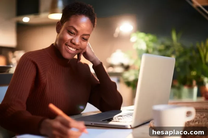 Woman working from home