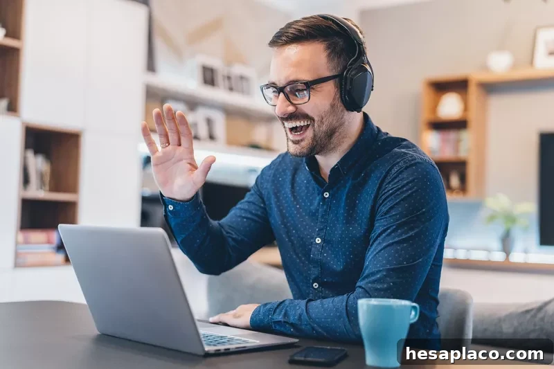 Waving at computer