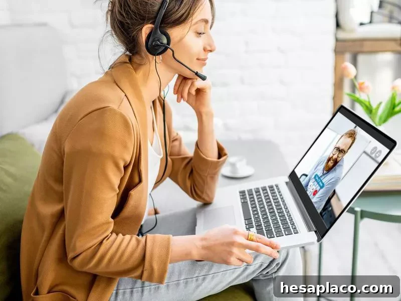 Business woman having a video call with coworker