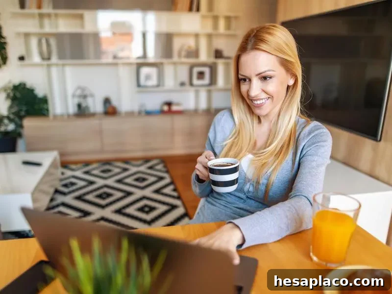 Woman working from home