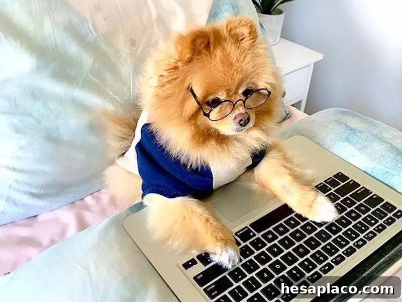 Chow working on a Macbook