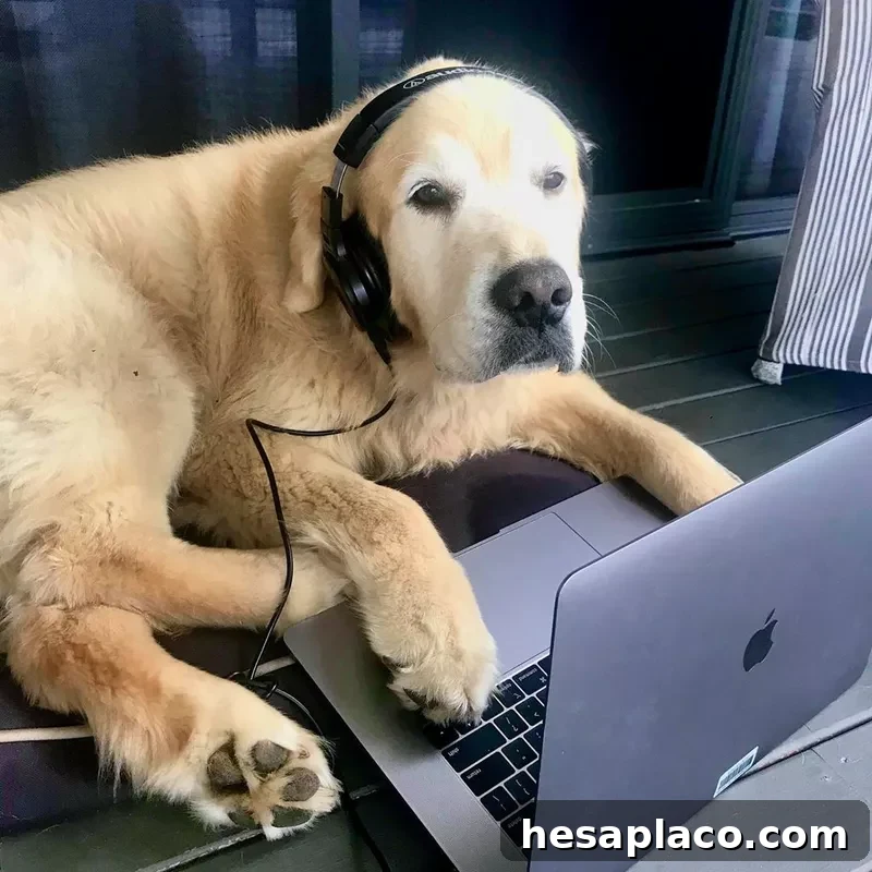 Dog on a macbook