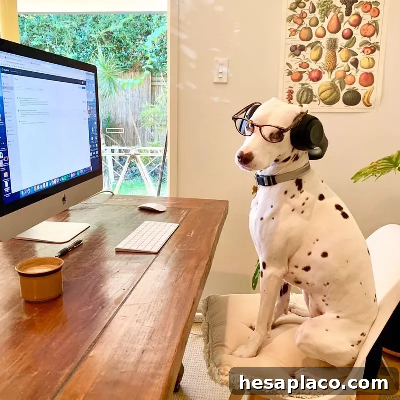 Dalmatian working from home