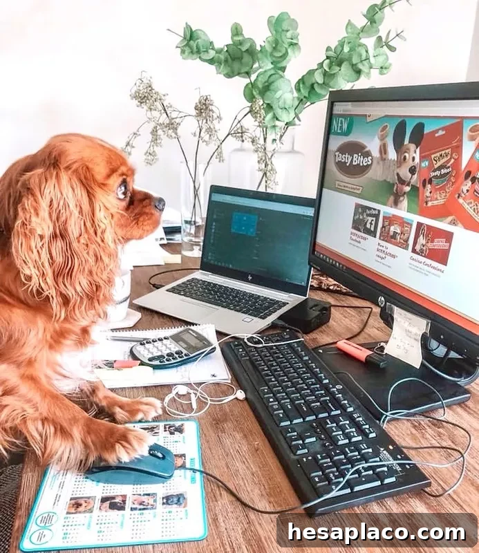 Dog on computer