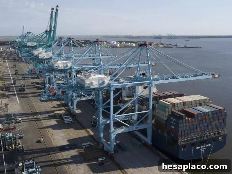 Container ship at the Virginia International Gateway in Norfolk