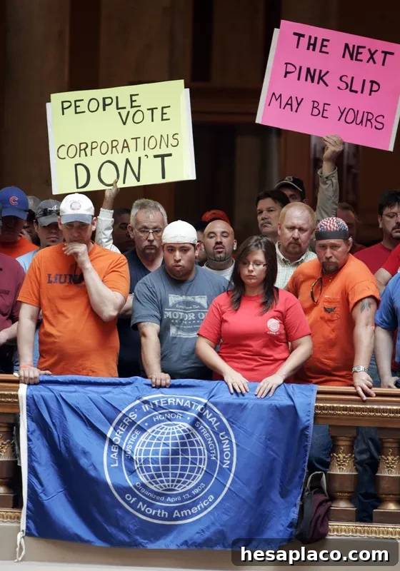 Union workers in Indianapolis