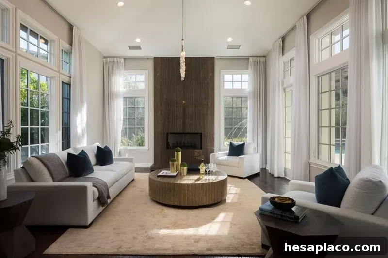 Living room with fireplace