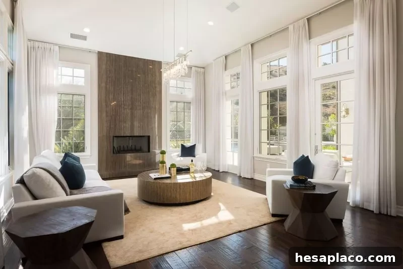 Floor-to-ceiling fireplace