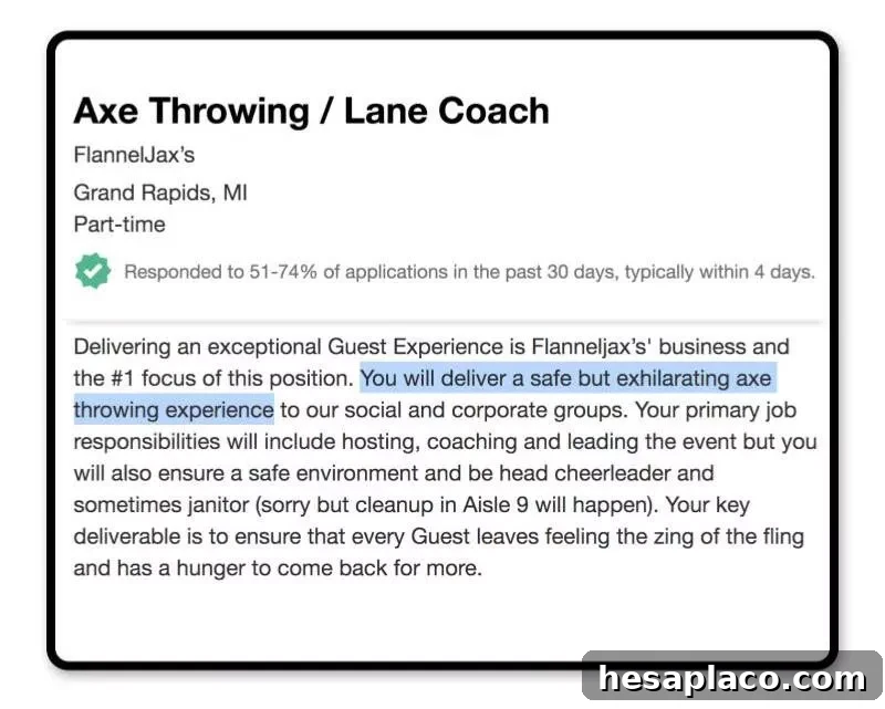 Axe throwing job