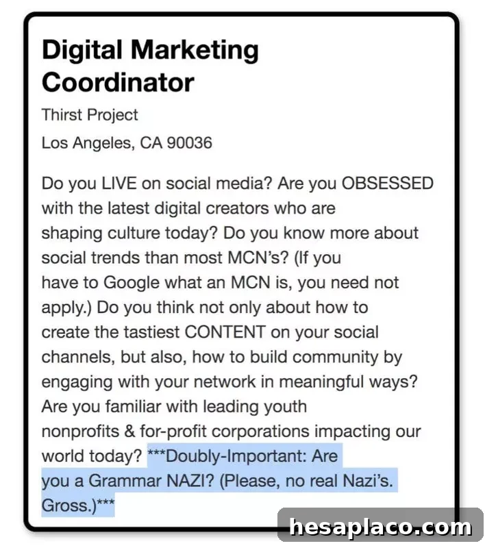 Word-choice job listing