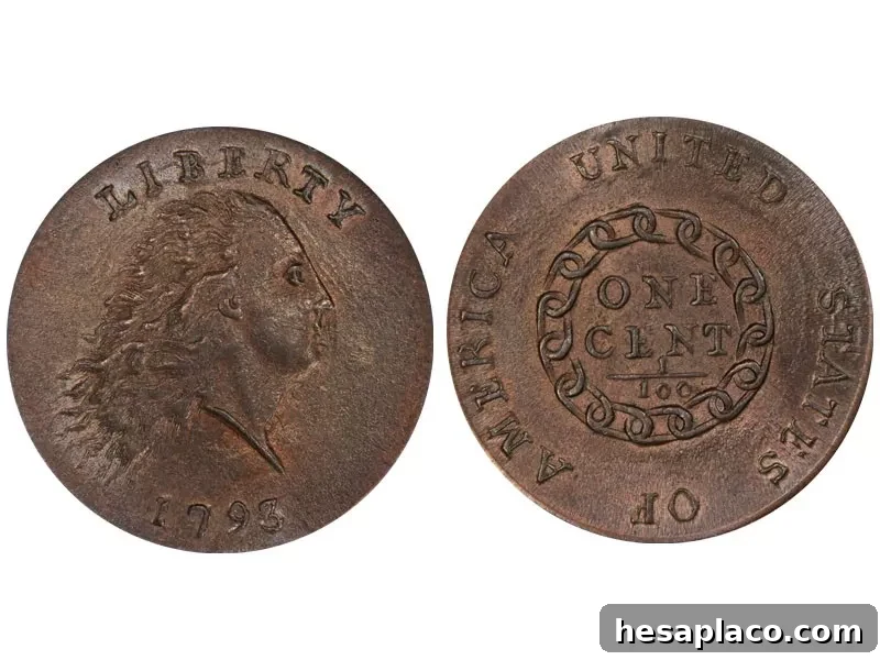 1793 Chain Flowing Hair Cent
