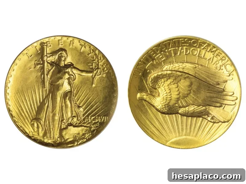 1907 Saint-Gaudens Ultra High Relief Double Eagle Lettered Edge