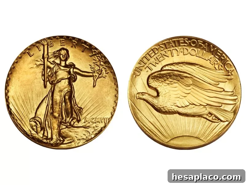 1907 Saint-Gaudens Ultra High Relief Double Eagle Inverted Edge Letters