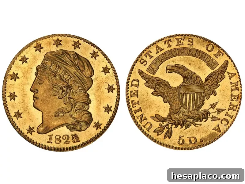 1825/4 Capped Head Left Half Eagle