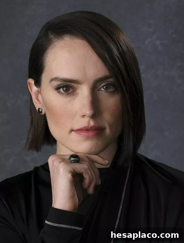 Daisy Ridley looking serious