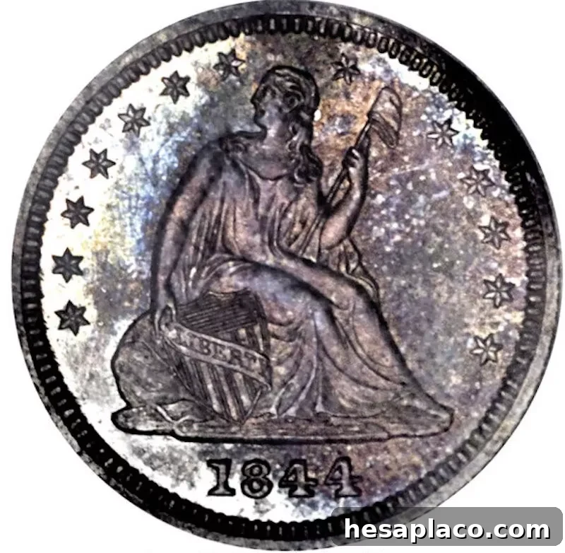 1844 Proof Liberty Seated Quarter