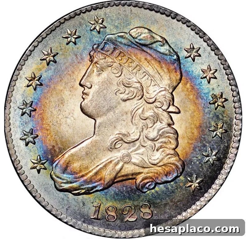 1828 B-3 25/5/50 Error Reverse Capped Bust Quarter