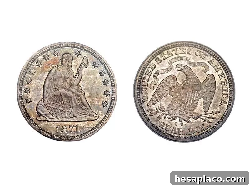1871-CC Liberty Seated Quarter