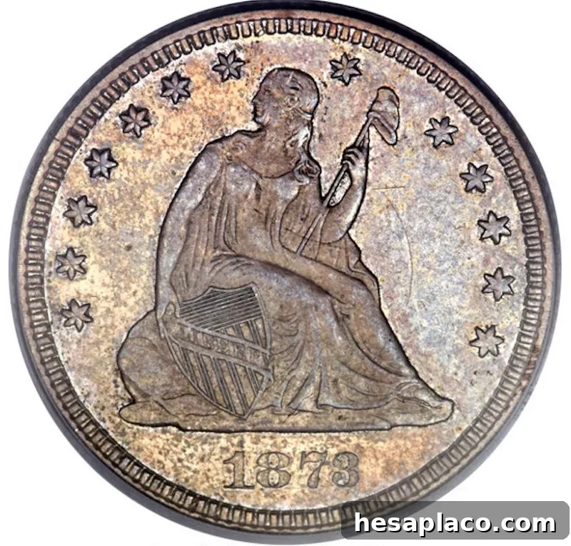 1873-CC No Arrows Liberty Seated Quarter